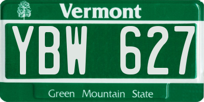 VT license plate YBW627