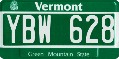 VT license plate YBW628