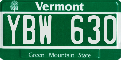 VT license plate YBW630