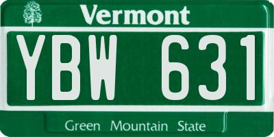 VT license plate YBW631