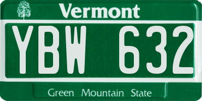 VT license plate YBW632