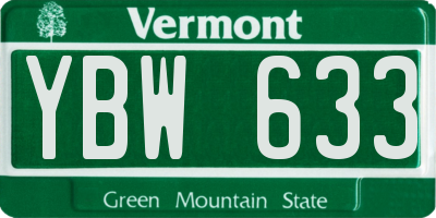VT license plate YBW633
