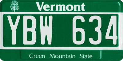 VT license plate YBW634