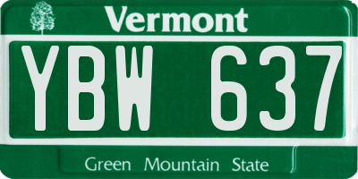 VT license plate YBW637
