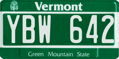 VT license plate YBW642
