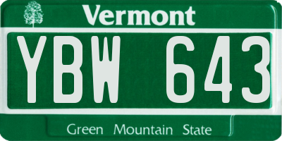 VT license plate YBW643