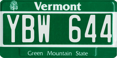 VT license plate YBW644