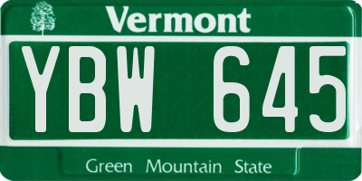 VT license plate YBW645