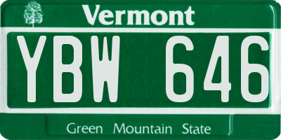 VT license plate YBW646