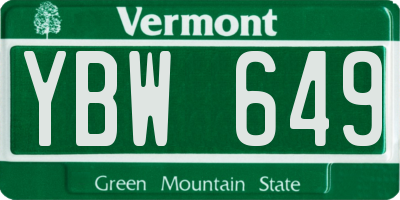 VT license plate YBW649