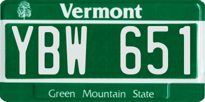 VT license plate YBW651