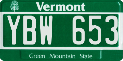 VT license plate YBW653