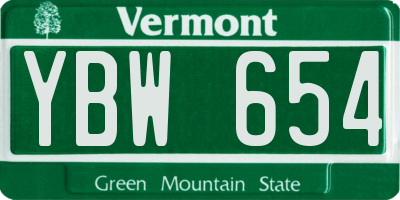 VT license plate YBW654