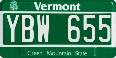 VT license plate YBW655