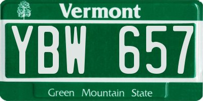 VT license plate YBW657