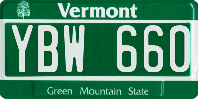 VT license plate YBW660