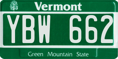 VT license plate YBW662