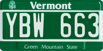 VT license plate YBW663