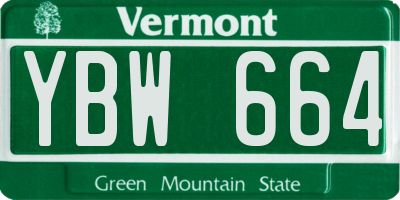 VT license plate YBW664