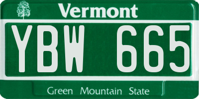 VT license plate YBW665