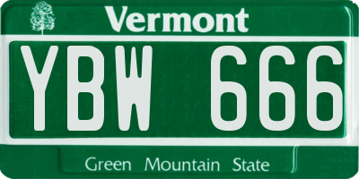 VT license plate YBW666