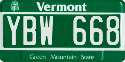 VT license plate YBW668