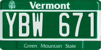 VT license plate YBW671