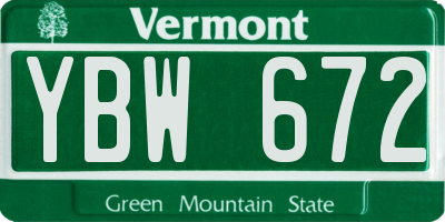 VT license plate YBW672