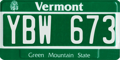 VT license plate YBW673
