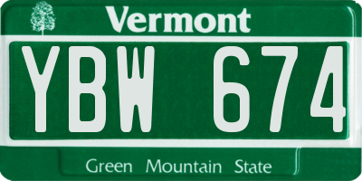 VT license plate YBW674