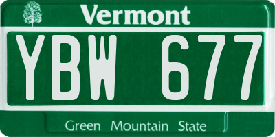 VT license plate YBW677