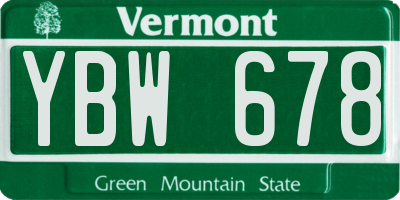 VT license plate YBW678