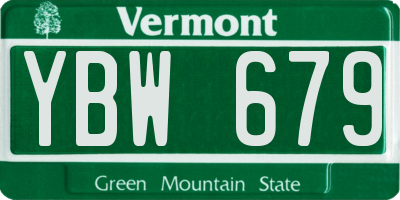 VT license plate YBW679