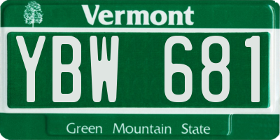 VT license plate YBW681