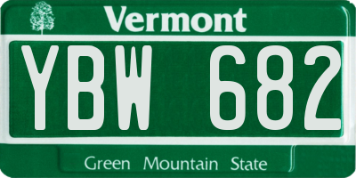 VT license plate YBW682