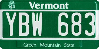 VT license plate YBW683
