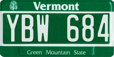 VT license plate YBW684