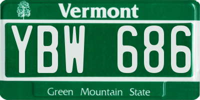 VT license plate YBW686