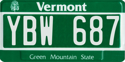 VT license plate YBW687