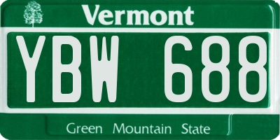 VT license plate YBW688