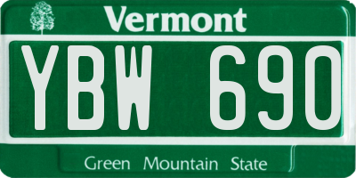 VT license plate YBW690