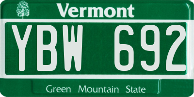 VT license plate YBW692