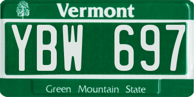 VT license plate YBW697