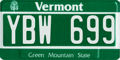 VT license plate YBW699