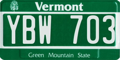 VT license plate YBW703
