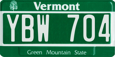VT license plate YBW704