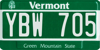 VT license plate YBW705