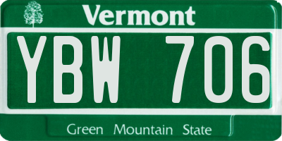 VT license plate YBW706