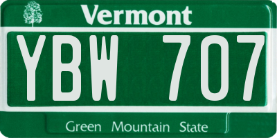 VT license plate YBW707