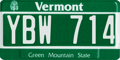 VT license plate YBW714